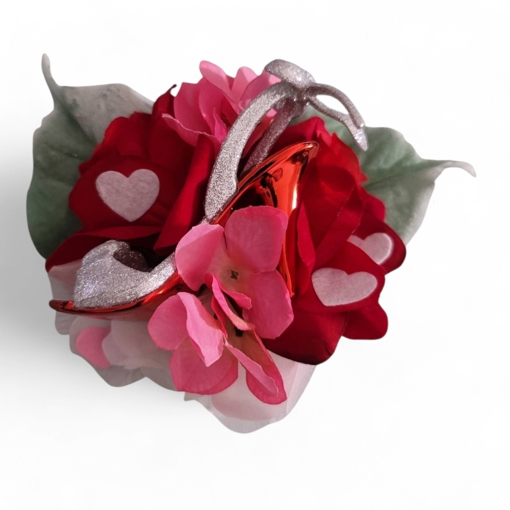 Elegant Red and Pink Floral Hair Clip Pinup